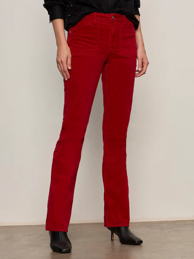 Cherry Velvet Boot Cut Pants