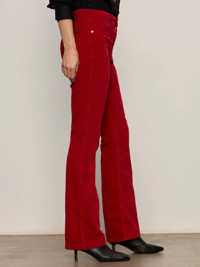 Cherry Velvet Boot Cut Pants