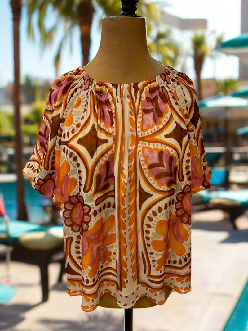 Mandala Neck Tie Top by Jade