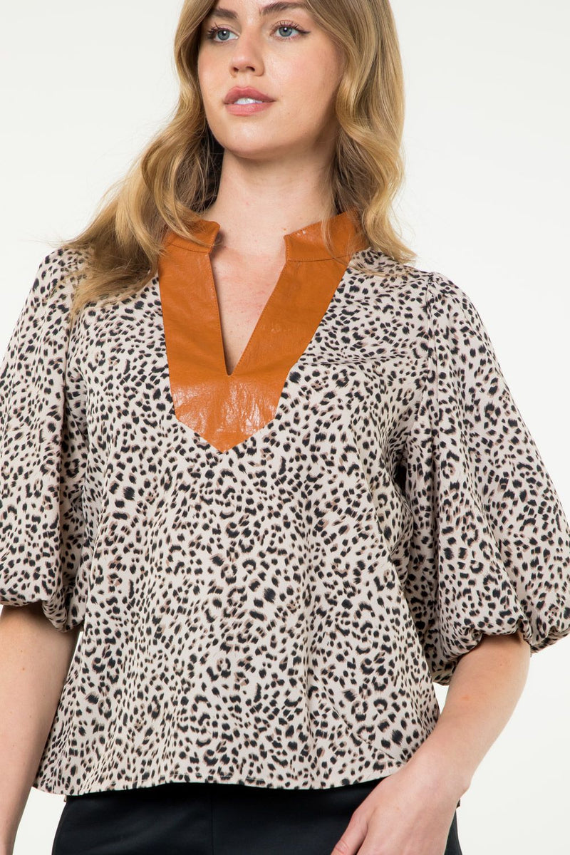 Leopard Trim Top by THML