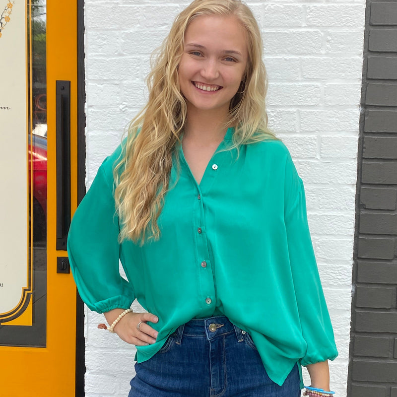 Emerald Silky Blouse