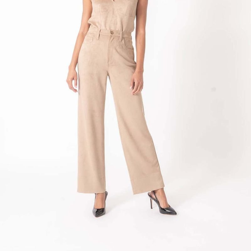 Dylan Straight Pant in Faux Suede